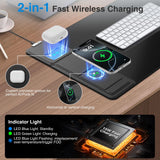 Wireless Charging Mouse Pad 31.5×15.8 Large Desk Mat with 15W Fast Qi Charging Foldable Phone Holder Waterproof Gaming & Office Desk Pad – Black
