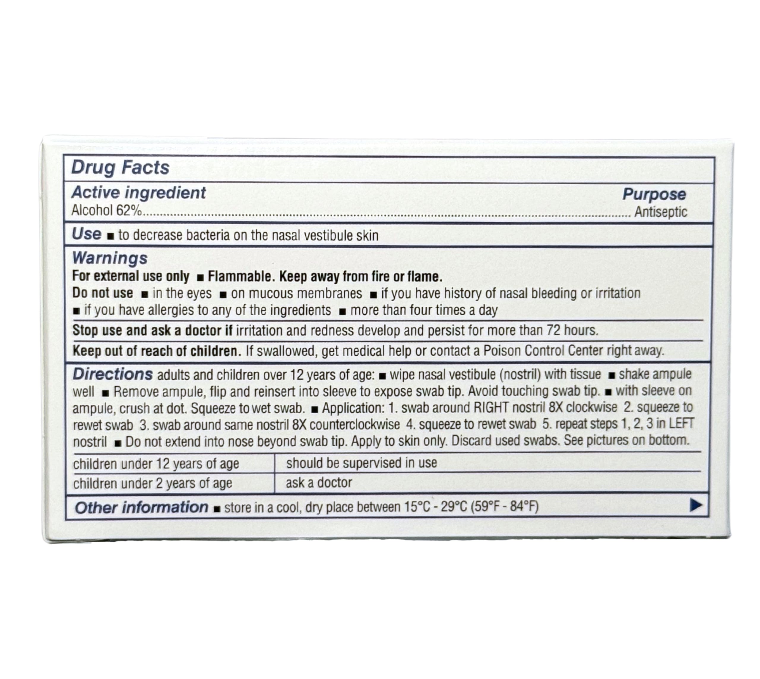 Alcohol Antiseptic Nasal Swab Hygiene Kit – Germ Protection Popswab Ampules with Moisturizing Formula (10 Pack)
