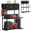 Crostice Home Gym Storage Shelf Stand – Adjustable 4-Tier Weight Rack with Fabric Drawer for Dumbbells & Workout Gear (Black)