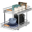 Mount Walker 2-Tier Pull-Out Wire Basket Cabinet Organizer with Wood Handle – Heavy-Duty Slide-Out Shelf