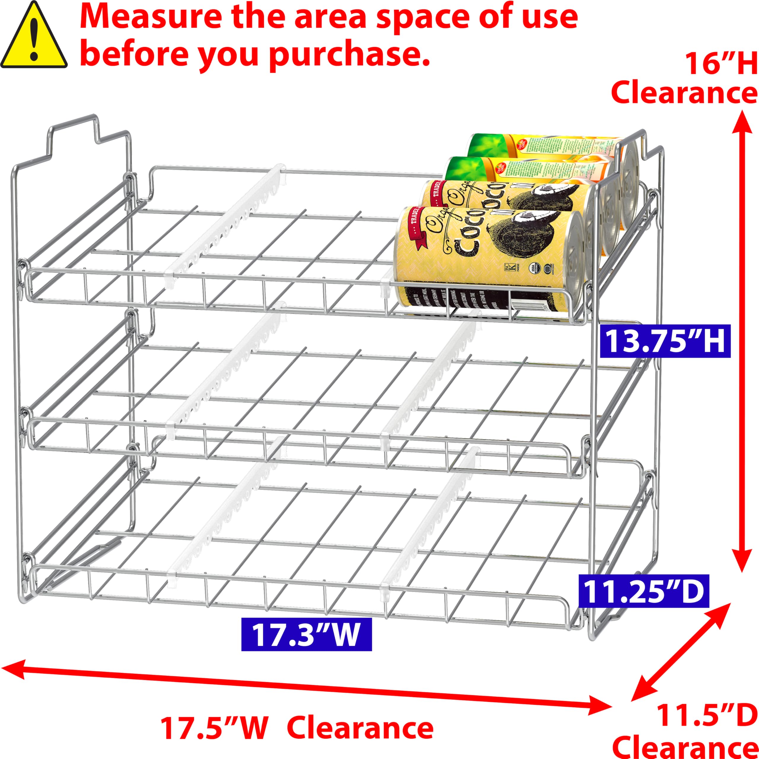 Deco Brothers Stackable Can Rack Organizer – Adjustable Pantry Storage for Up to 36 Cans (Chrome)