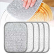 Premium Reusable Non-Scratch Silver Mesh Cleaning Cloth Set, Multipurpose Wet and Dry Kitchen Scrubber Pads (5 Pack)