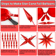 Red Starburst Foil Balloons – 50 Pack (20x6") Metallic Spike Star Balloons for Parties & Events