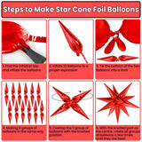 Red Starburst Foil Balloons – 50 Pack (20x6") Metallic Spike Star Balloons for Parties & Events