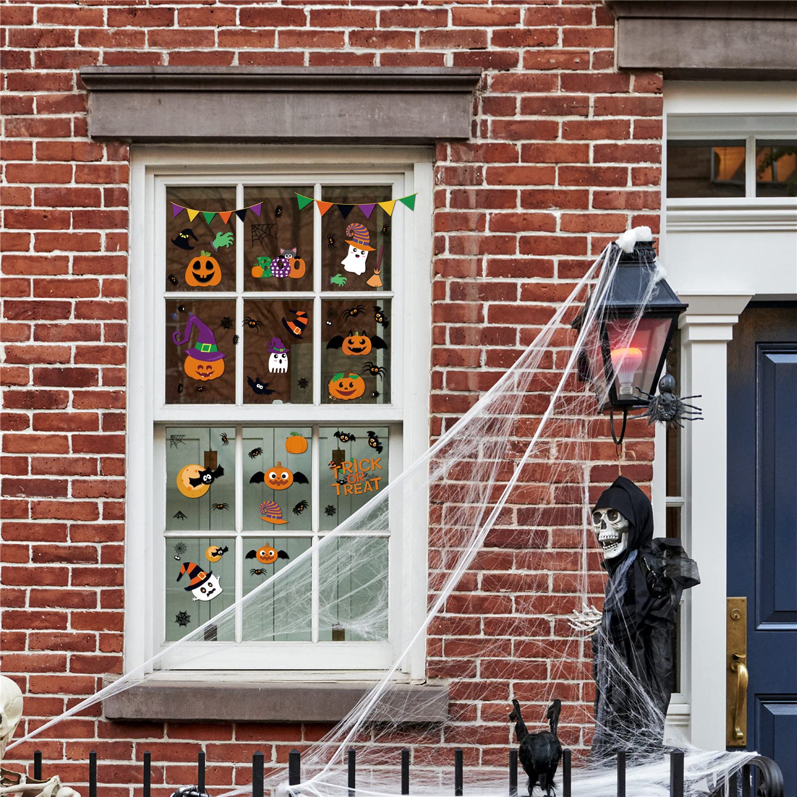 Purple Halloween Window Clings – 232PCS Gel Stickers with Ghosts, Pumpkins & Skulls