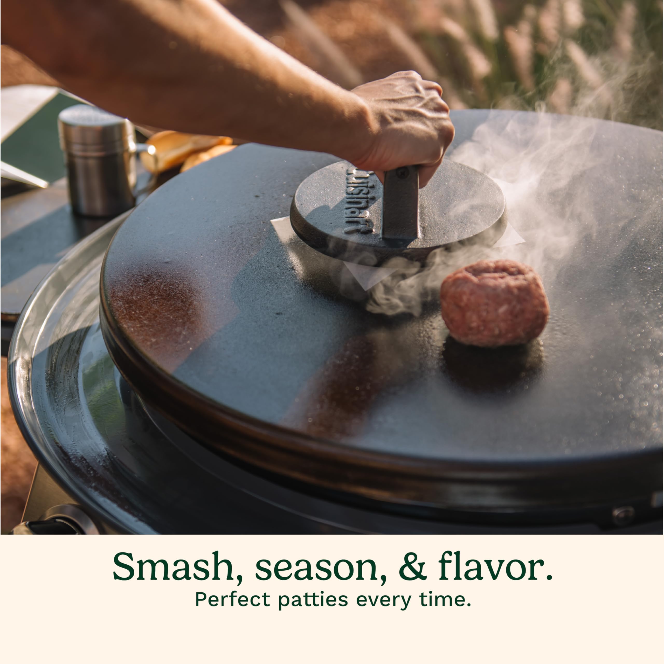 Cast Iron Smash Burger Press 6.5” – Heavy-Duty Crispy Crust Hamburger Smasher Tool