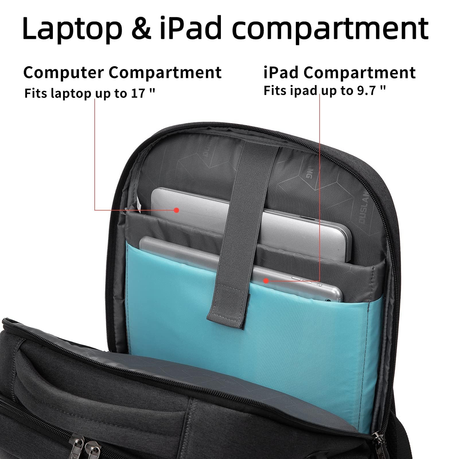 DUSLANG 17″ Laptop Backpack with USB Charging Port – Water-Resistant Travel & College Backpack for Men & Women (Black)