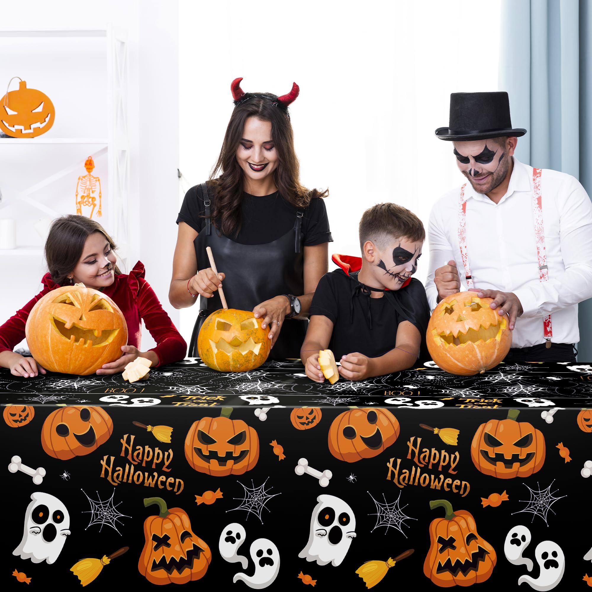 Halloween Tablecloth – Large 52x87" Plastic Table Cover for Spooky Indoor & Outdoor Party Decorations