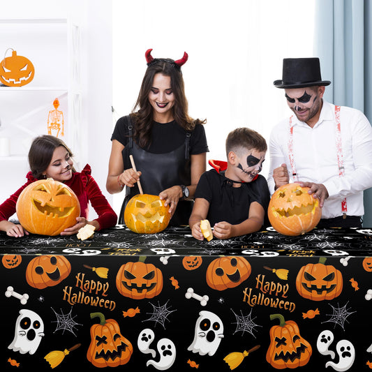 Halloween Tablecloth – Large 52x87" Plastic Table Cover for Spooky Indoor & Outdoor Party Decorations