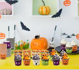 Halloween Snack Cups – 60 Pack Dessert Treat Cups with Pumpkin, Ghost, Frankenstein & Vampire Designs (10oz, Multicolor)