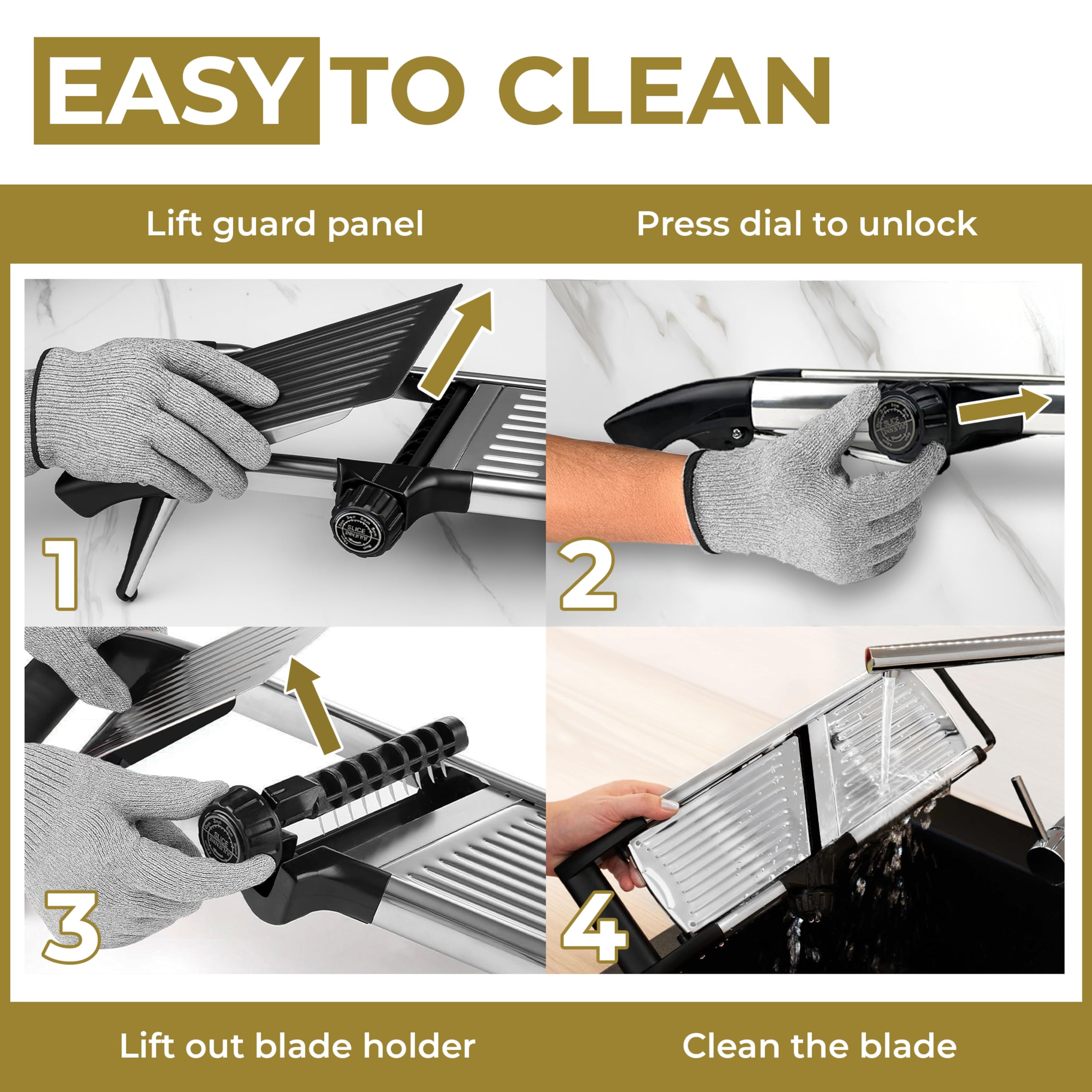Adjustable Mandoline Vegetable Slicer – Professional Precision Food Slicer with Safety Gloves