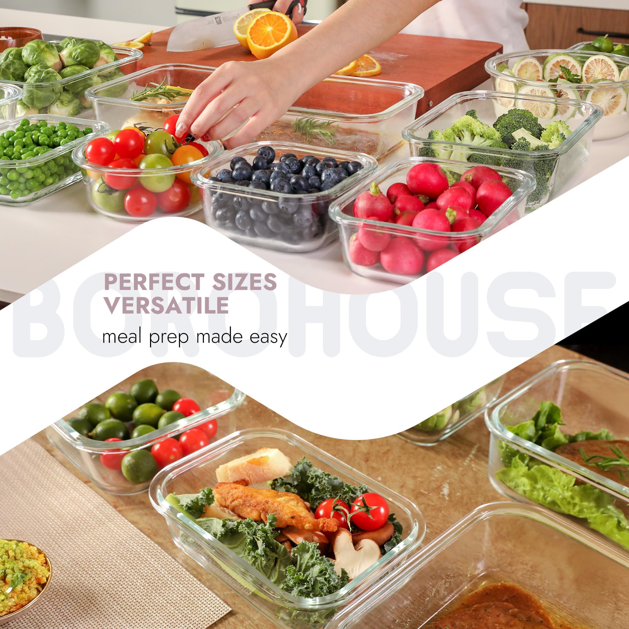 Premium 10-Piece Borosilicate Glass Food Storage Containers Set with Airtight Tempered Lids | Leak-Proof, Oven-Safe & BPA-Free