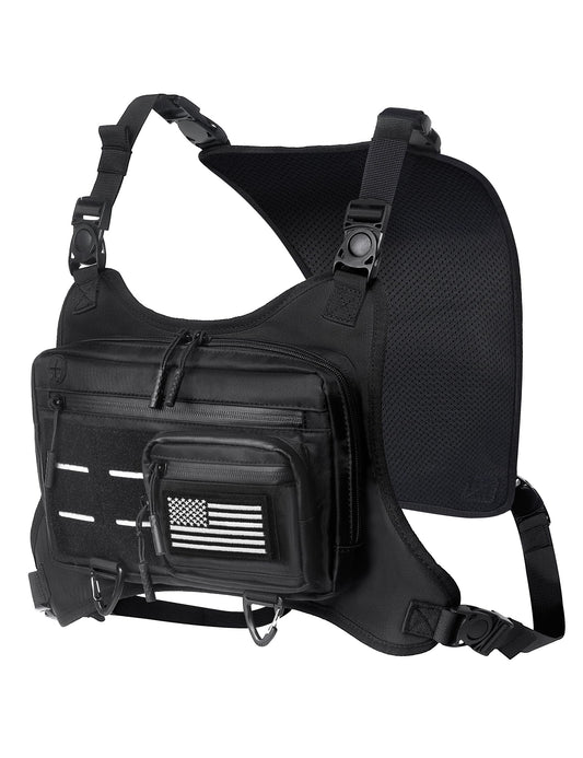 Banloga Waterproof Chest Bag with Expandable Accordion Design – Lightweight Running Vest Sling Pack for Outdoor Sports (Black)