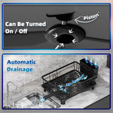 GAOKASE Stainless Steel Dish Drying Rack – Space-Saving 1-Tier Kitchen Counter Dish Drainer with Utensil Holder (Black)