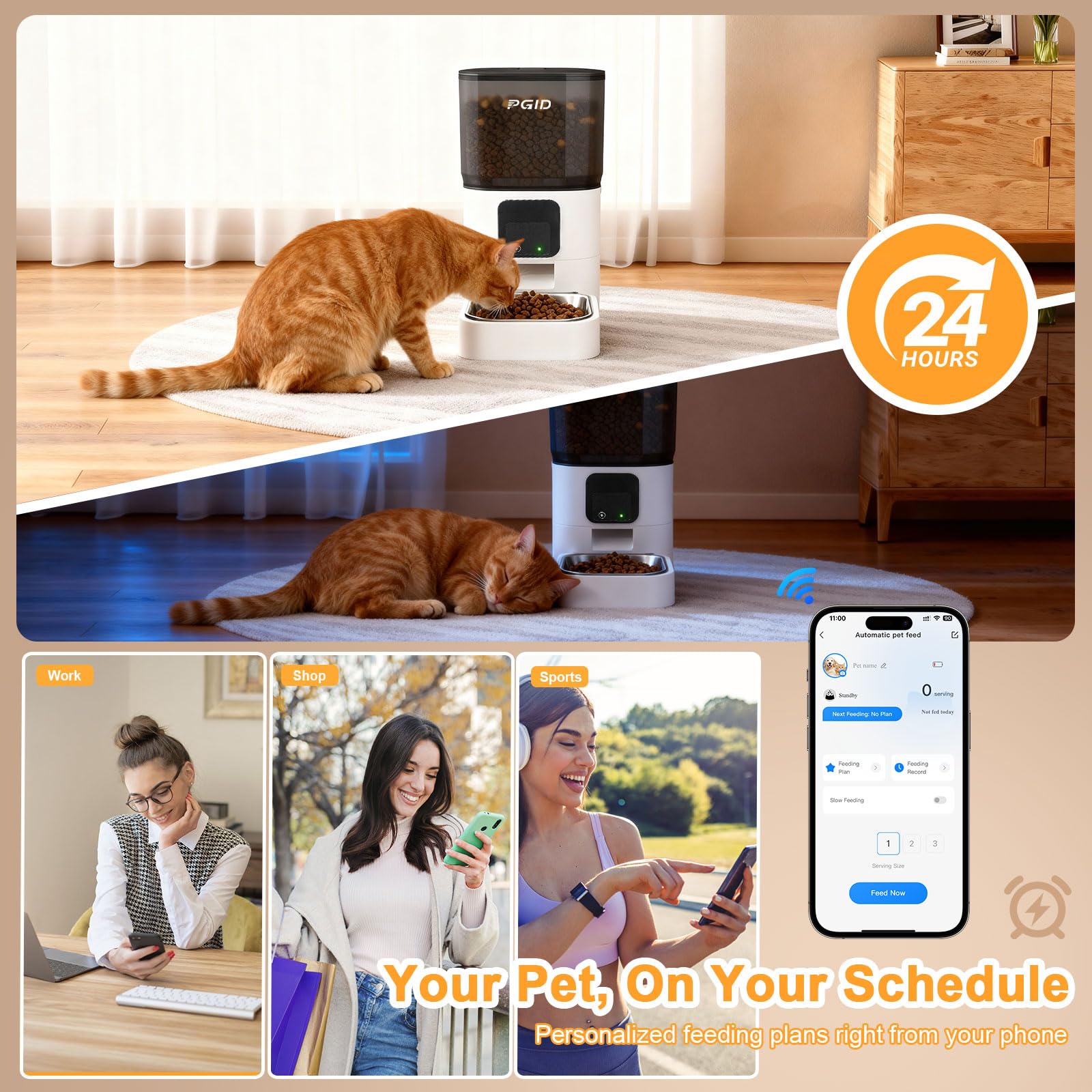 Smart Automatic Pet Feeder with WiFi App Control, 6L Food Storage, Alexa Support, Portion Scheduling, and Voice Meal Call for Cats and Dogs