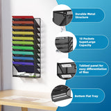 Marbrasse 11-Tier Wall File Organizer – High-Capacity Vertical Mesh Document & Magazine Holder for Office and Home (Black)