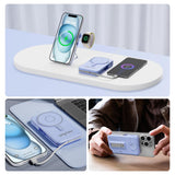 Magnetic 10,000mAh Power Bank – All-in-One Wireless Charging Station with Built-In Cables & Stand (Blue)