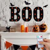 Light-Up “BOO” Marquee Letters – Orange LED Halloween Sign for Indoor Decor (Cordless, Timer, Flicker Mode)