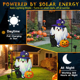 Solar Lighted Halloween Garden Flag – 12x18" Double-Sided Ghost Design in Green with 8 LED Lighting Modes