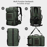 Witzman Airline-Approved Carry-On Travel Backpack Convertible Duffle Bag – Army Green