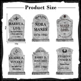 6PCS Stone Grey Halloween Tombstones Yard Signs – Realistic Graveyard Headstones with Stakes for Outdoor Cemetery Decorations