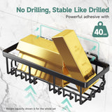 Adhesive Shower Caddy Organizer Set (6-Piece) – Stainless Steel Bathroom Storage with Soap Dish & Toothbrush Holder