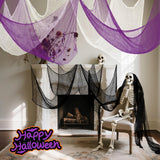 Halloween Creepy Cloth Set – 8 Pack Stretchable Gauze Fabric in Black, White & Purple for DIY Haunted Decorations (30x70 Inches Each)