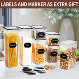 Airtight Food Storage Containers Set – 24-Piece Stackable Pantry Organizers with Labels (Black)