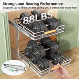 2-Tier Pull-Out Cabinet Organizer – Full-Extension Chrome Slide-Out Shelves with Wooden Handle