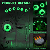 Solar Halloween Eyeball Lights – Green Swaying LED Pathway Lights with Flash Modes, Waterproof Outdoor Yard Decor