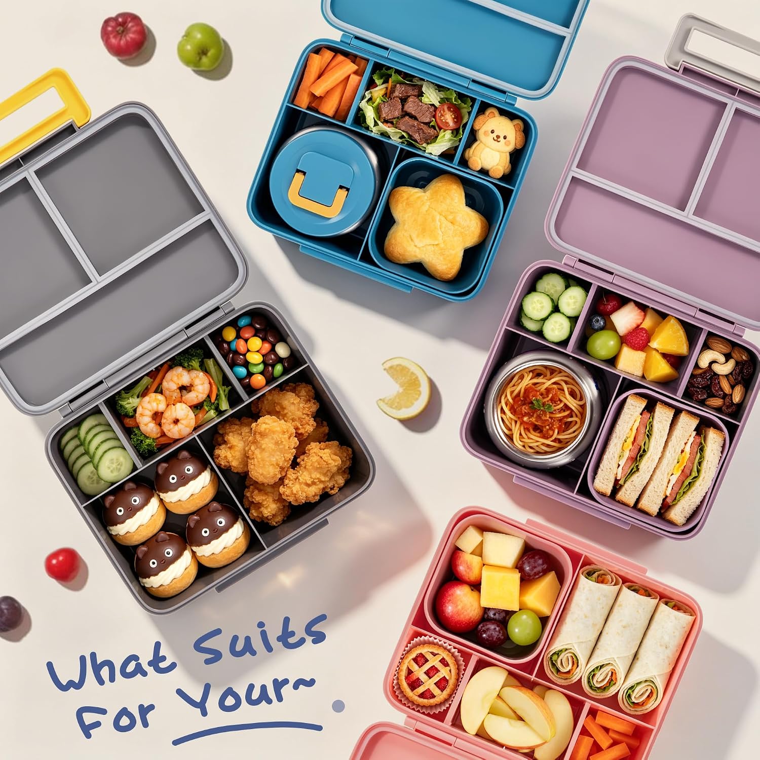 Purple Fawn 5-Compartment Bento Set with 8 oz Food Jar