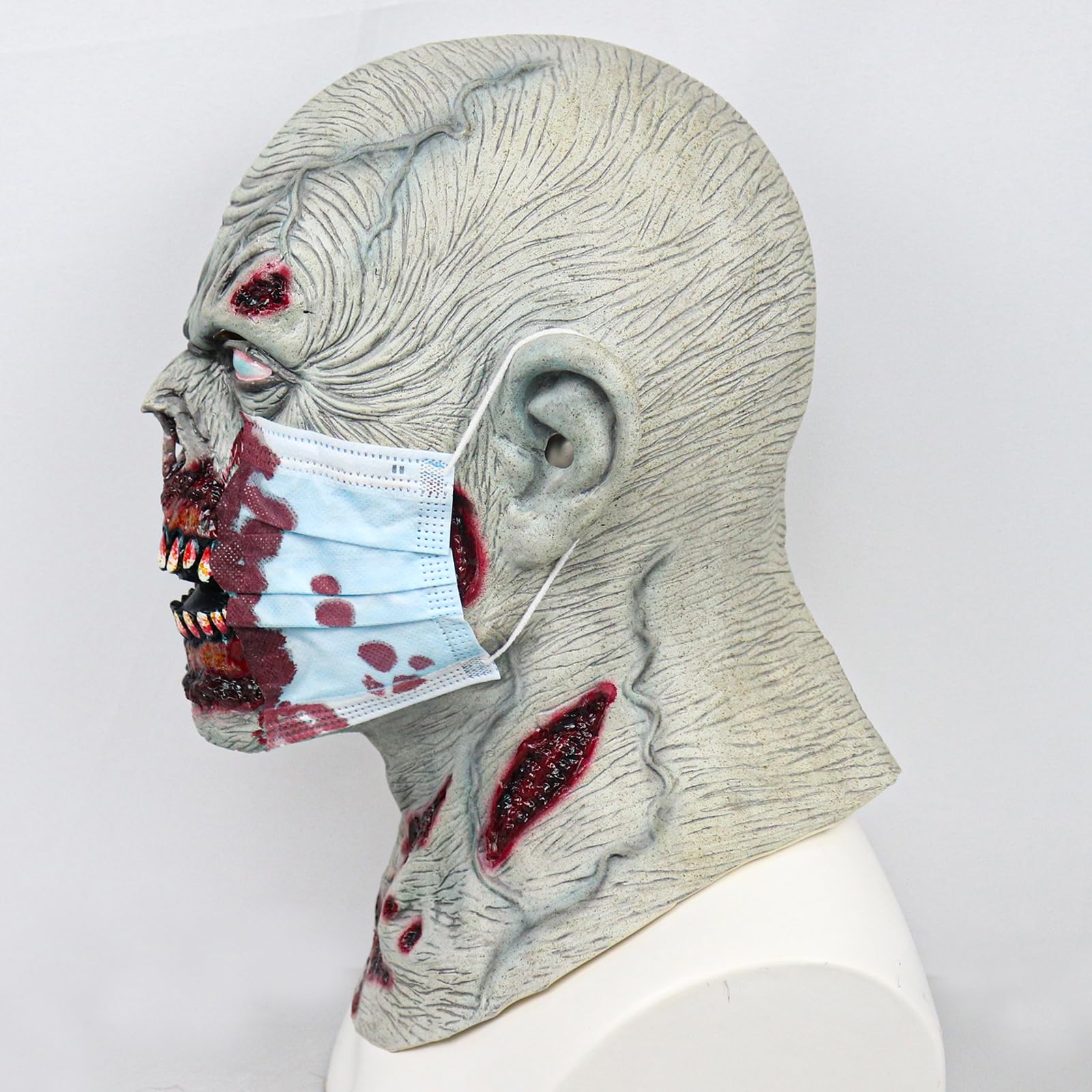 Realistic Horror Zombie Mask – Scary Latex Halloween Face with Bloody Cracks & Veins 🧟‍♂️🩸
