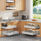 Adjustable Width Pull-Out Cabinet Drawer Organizer – Soft-Close Slide-Out Storage (White)