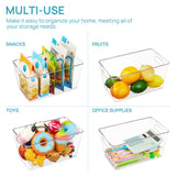 6-Pack Clear Refrigerator & Pantry Storage Bins with Handles – Medium Stackable Kitchen Organizer Containers