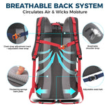 BSEASH 45L Waterproof Hiking Backpack – Lightweight Outdoor Travel Daypack with Rain Cover for Camping & Trekking (Black)