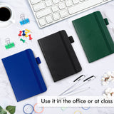 Feela A6 College Ruled Notebook Set – 15 Pocket Journals with 15 Black Retractable Pens (Black, Navy & Dark Green)