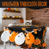 Halloween Pumpkin Embroidered Tablecloth – Square 33.8" x 33.8" Black & Orange Polyester