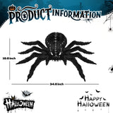 Oversized Black Spider Plush – 34" Halloween Stuffed Decoration with Furry Legs & Embroidered Eyes – Giant Soft Halloween Prop