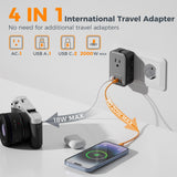 TESSAN Universal Travel Adapter PD 20W with Dual USB-C & USB Port, Ultra-Thin International Plug Converter for Europe UK USA Australia – Black Silver