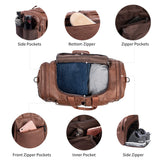 Leather Travel Duffel Bag with Shoe Compartment – Large Waterproof PU Weekender Carry-On Bag (Brown)