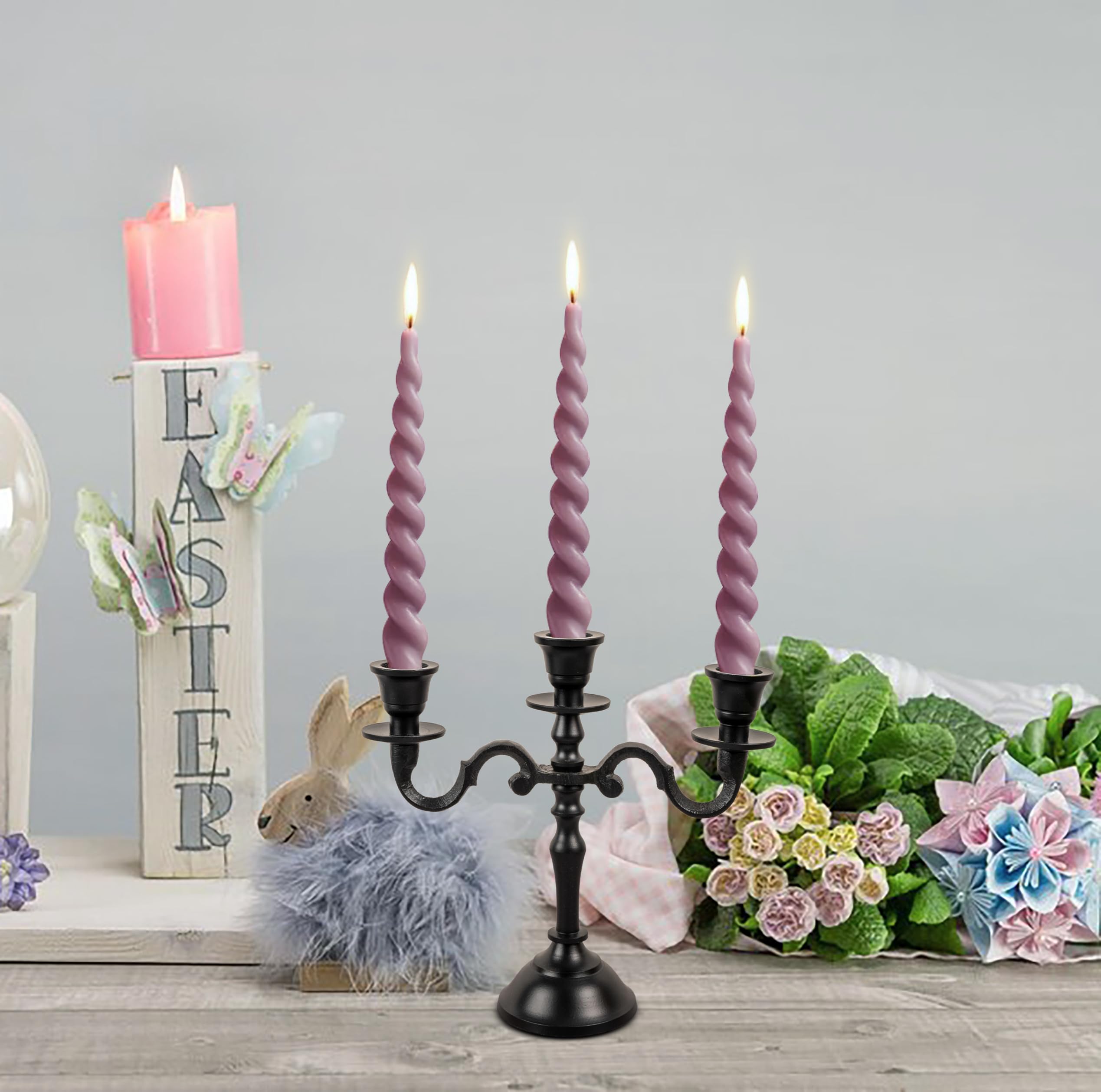 Mini Black Matte Metal Candelabra – 3-Arm Baby Candle Holder for Halloween, Weddings & Home Decor (8” Tall)