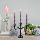 Mini Black Matte Metal Candelabra – 3-Arm Baby Candle Holder for Halloween, Weddings & Home Decor (8” Tall)