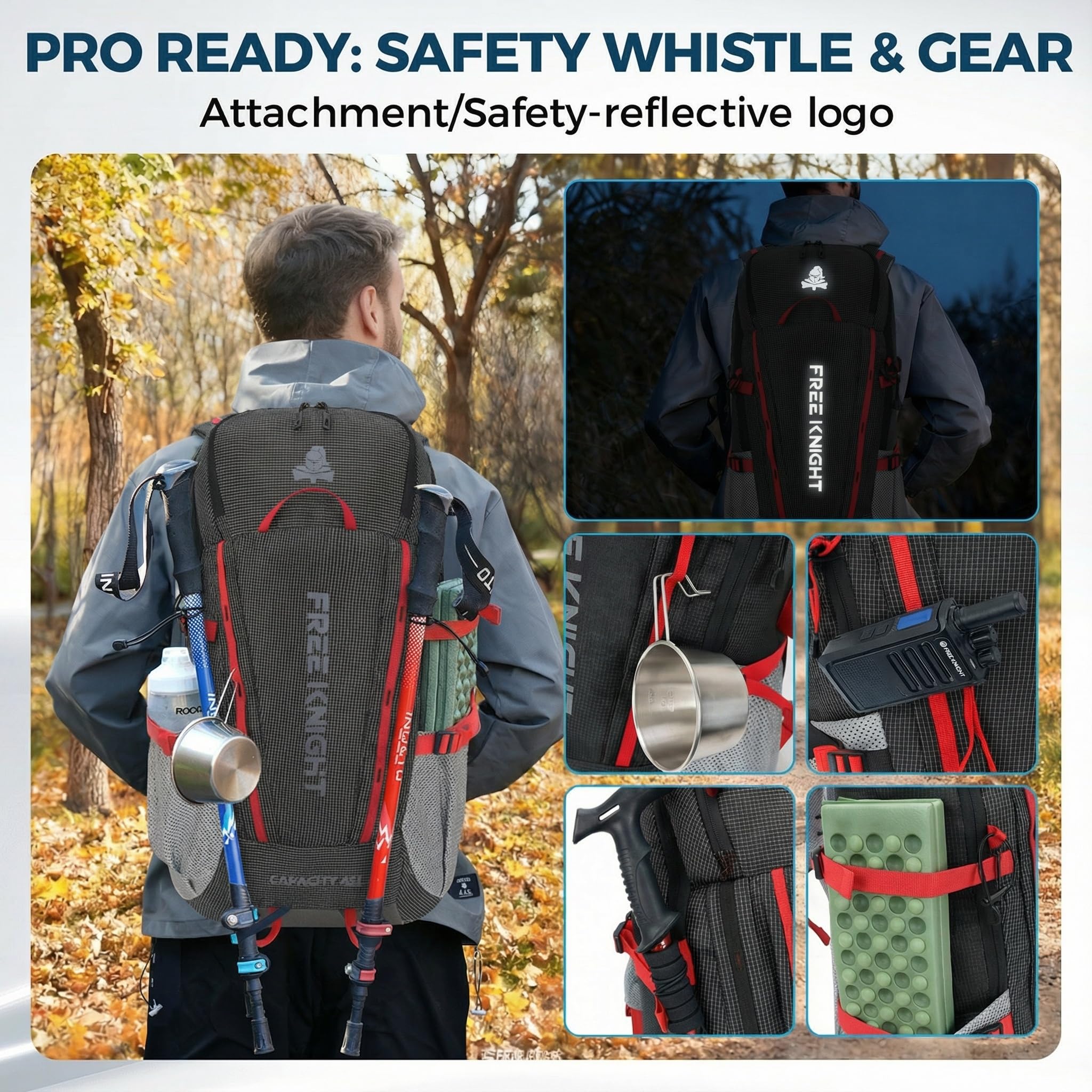 BSEASH 45L Waterproof Hiking Backpack – Lightweight Outdoor Travel Daypack with Rain Cover for Camping & Trekking (Black)