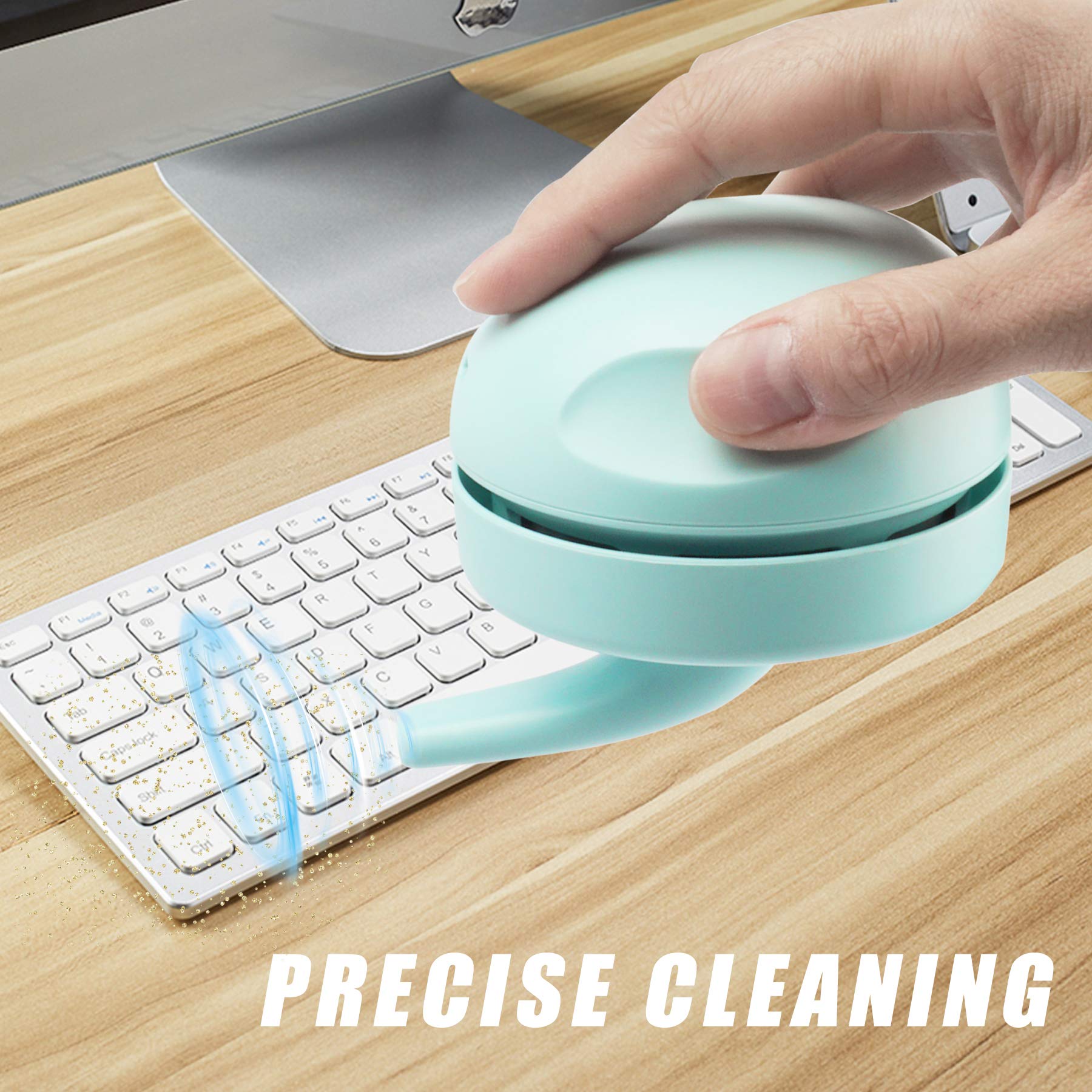 Portable USB Desktop Vacuum Cleaner Mini Table Dust Sweeper with Detachable Nozzle & Brush – Quiet Strong Suction Green