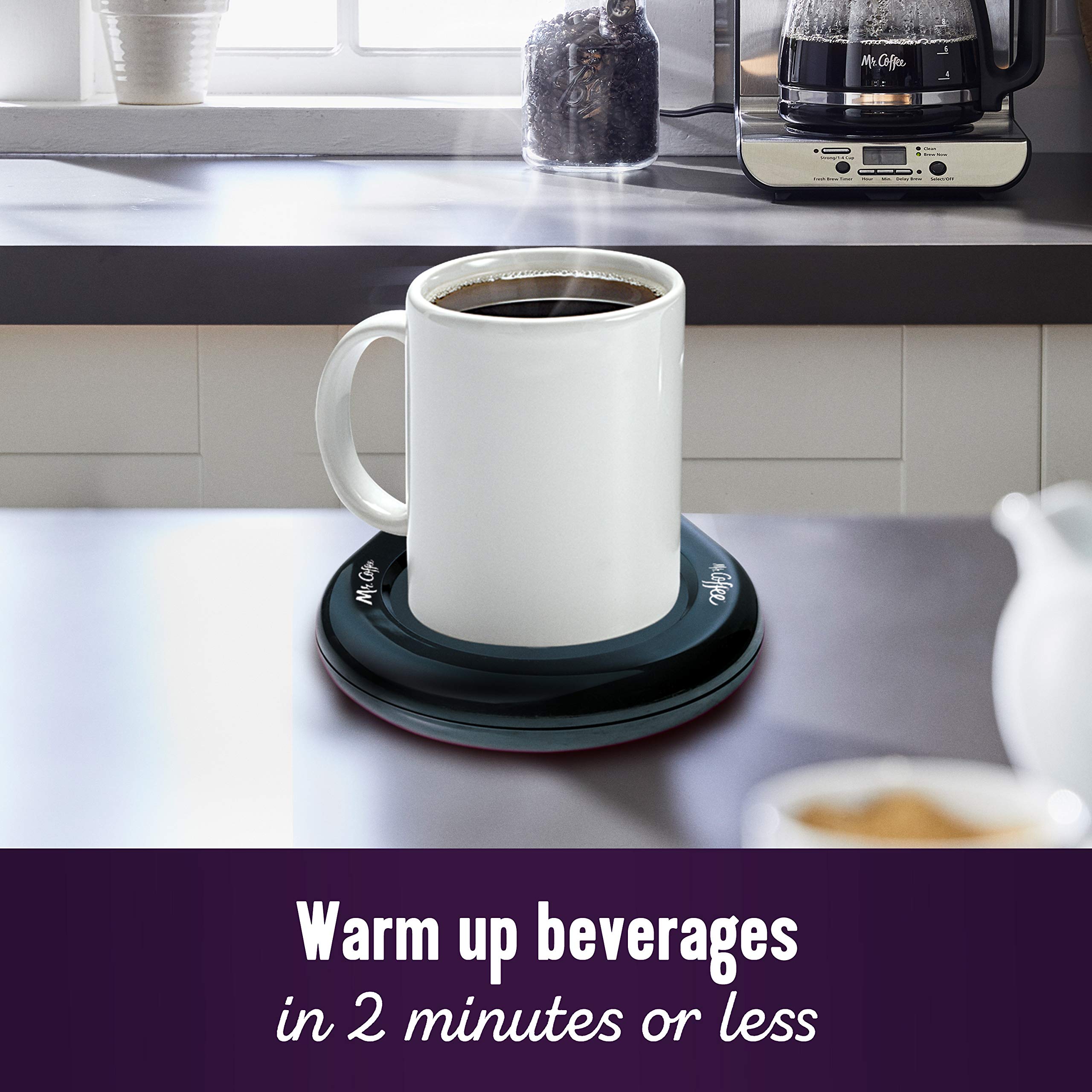 Mr. Coffee Portable Mug Warmer 17W Electric Cup Heater for Coffee & Tea Office Desk Travel Home Use Black