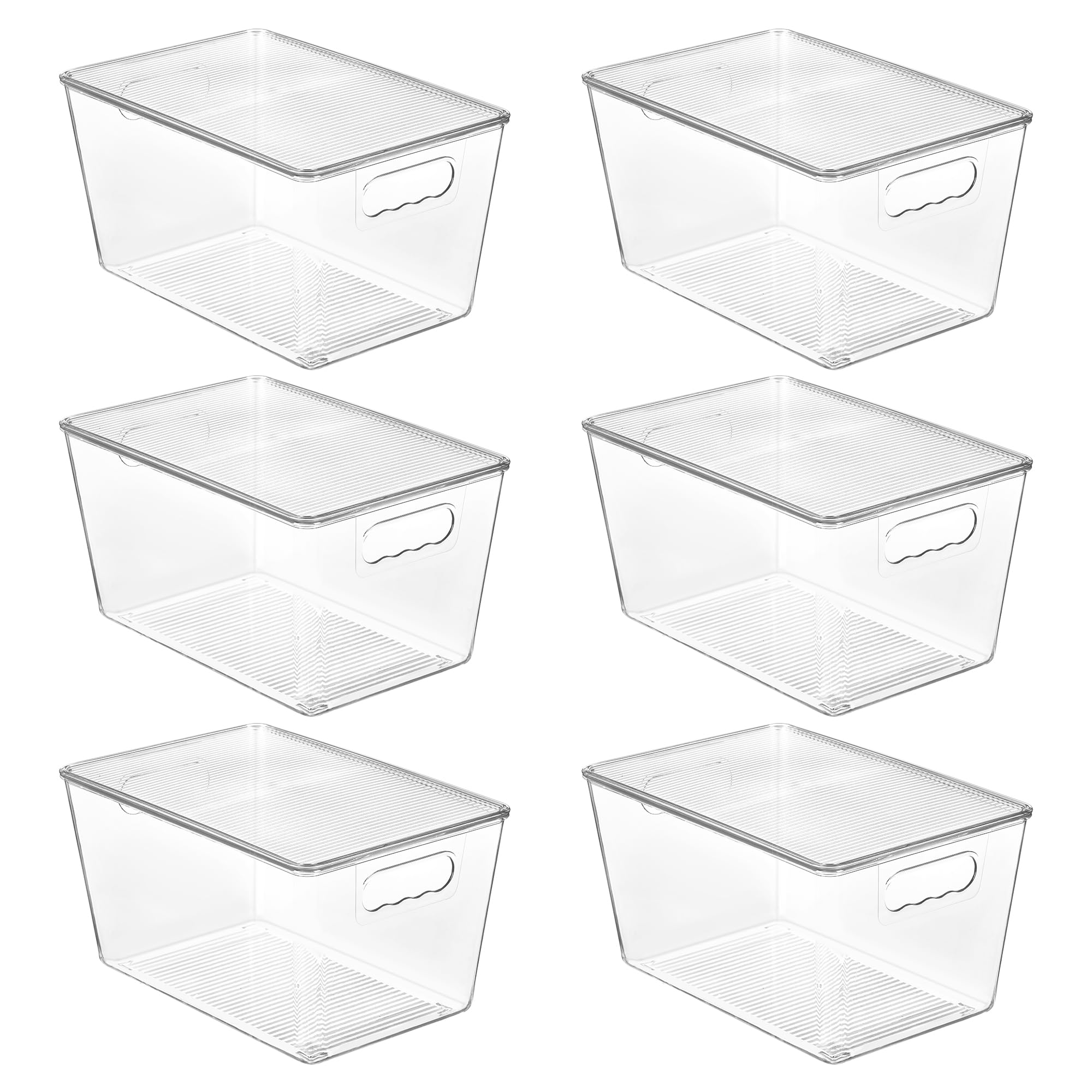 Clear Stackable Storage Bins with Built-In Handles – Heavy-Duty BPA-Free Organizer for Pantry, Kitchen & Home