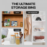 Black Stackable Storage Bin with Handles – Pantry, Closet & Home Organizer