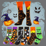6Pairs Women’s Halloween Socks – Pumpkin, Ghost, Witch, Owl & Skeleton Crew Socks for Festive Comfort