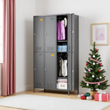 6-Door Metal Storage Locker – Heavy-Duty Employee Locker Cabinet with Hooks & Ventilation for Office, Gym & Home