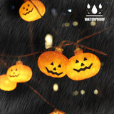 Pumpkin String Lights – 10FT 20 LED Battery Operated Halloween Lights (Steady & Flash Modes, Waterproof)